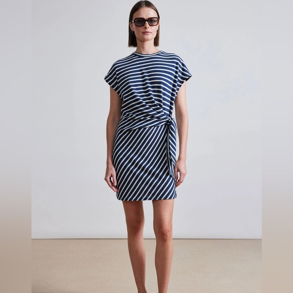 Apiece Apart Blue and White Striped Mini Dress - Picture 1 of 7